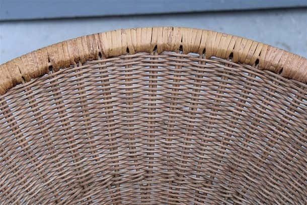 Pair Of Roberto Mango Armchairs Italy 1950 Iron And Bamboo Cone Wicker photo for sale