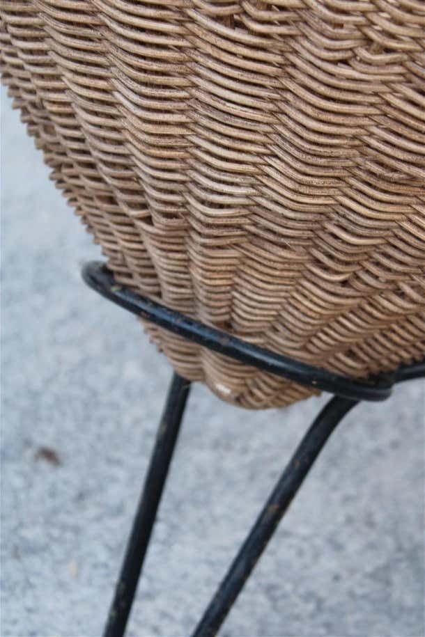 Pair Of Roberto Mango Armchairs Italy 1950 Iron And Bamboo Cone Wicker photo 4733.0