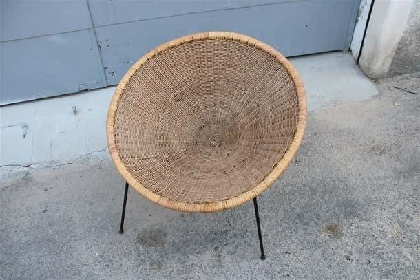 photo furniture Pair Of Roberto Mango Armchairs Italy 1950 Iron And Bamboo Cone Wicker