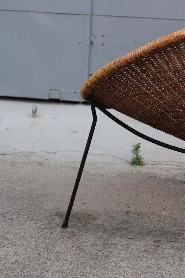 4733.0 Pair Of Roberto Mango Armchairs Italy 1950 Iron And Bamboo Cone Wicker photo