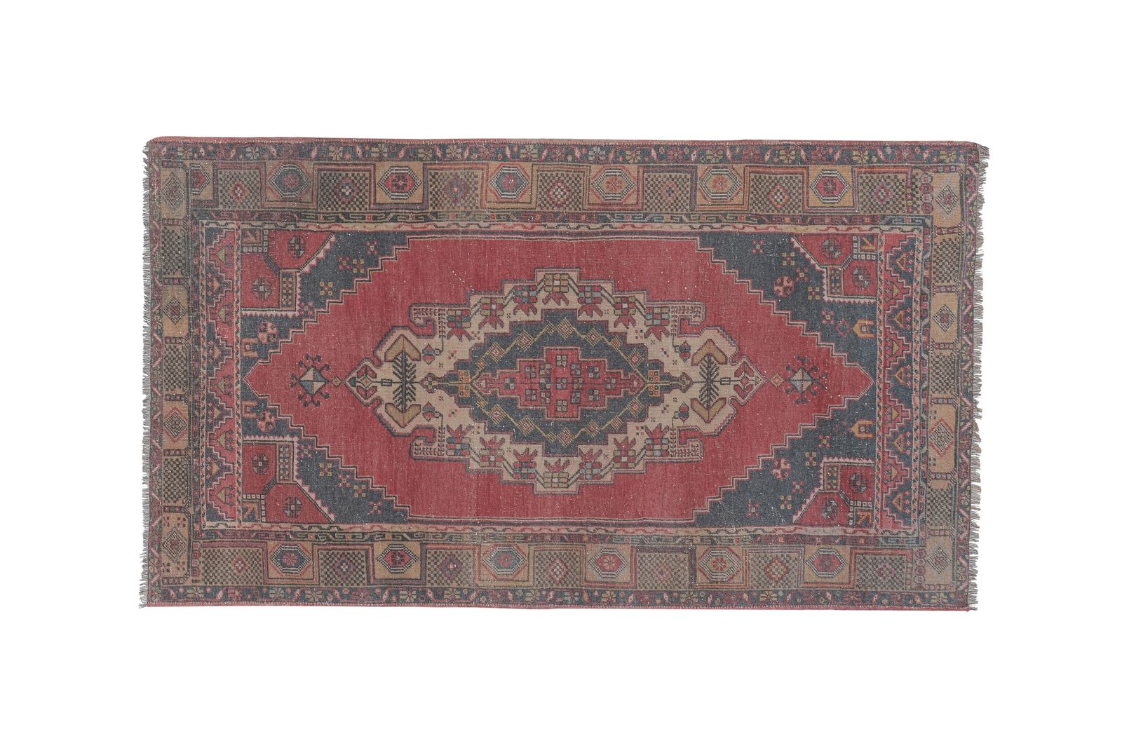 Vintage Faded Red Turkish Oushak Rug photo Textiles