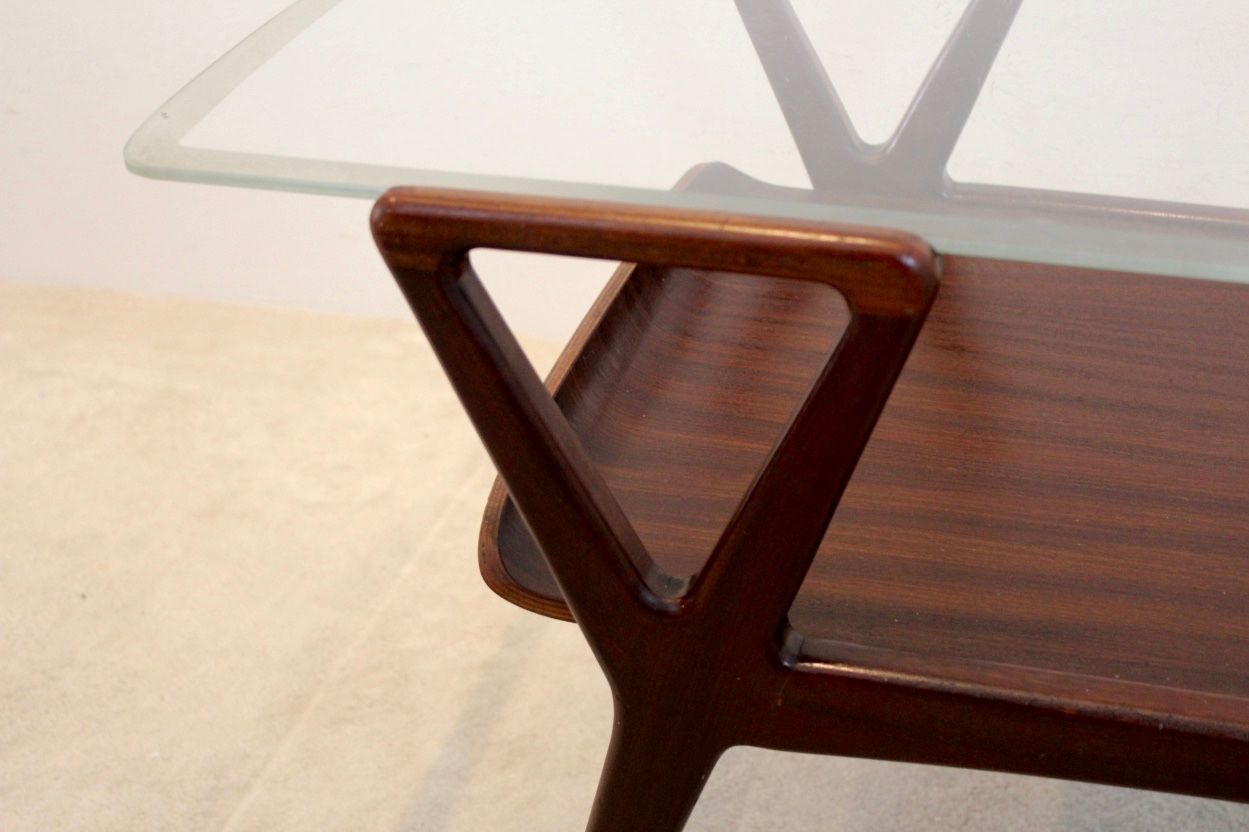 Scandinavian Teak Coffee Table With Glass Top, 1960s photo Furniture
