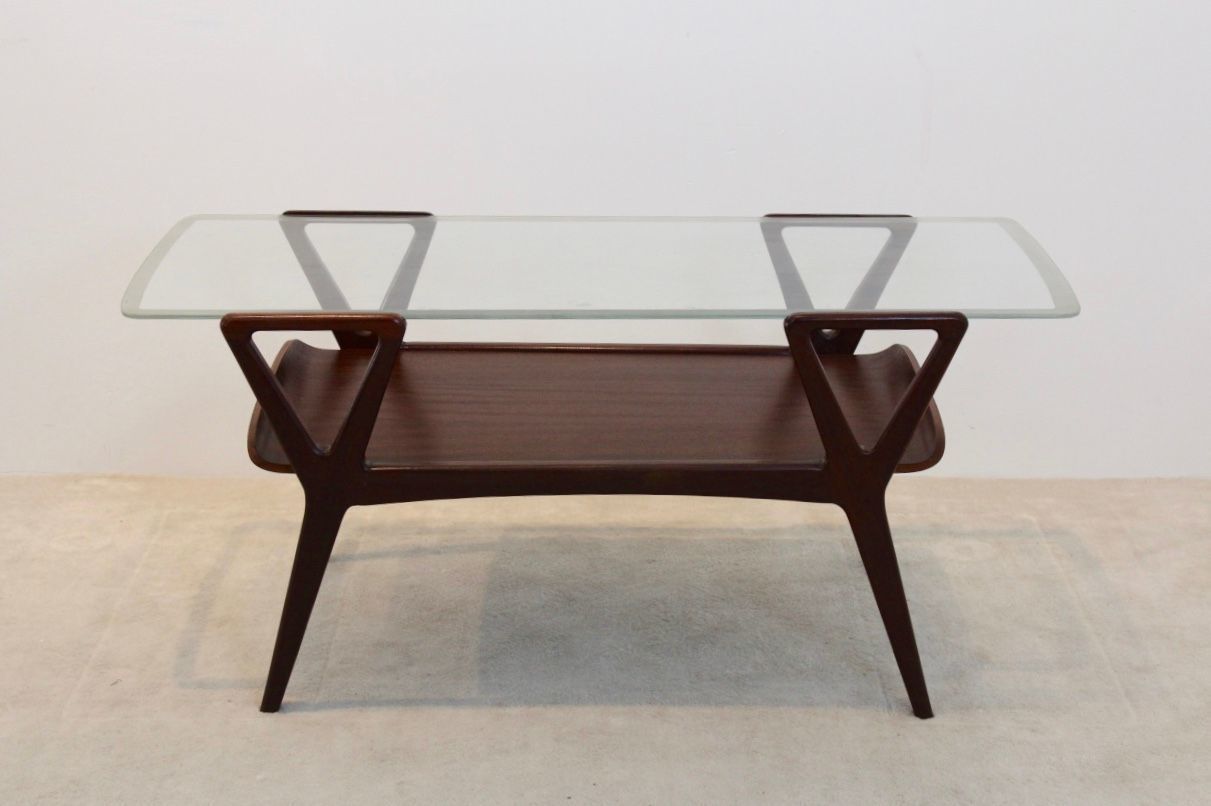 Scandinavian Teak Coffee Table With Glass Top, 1960s photo buy