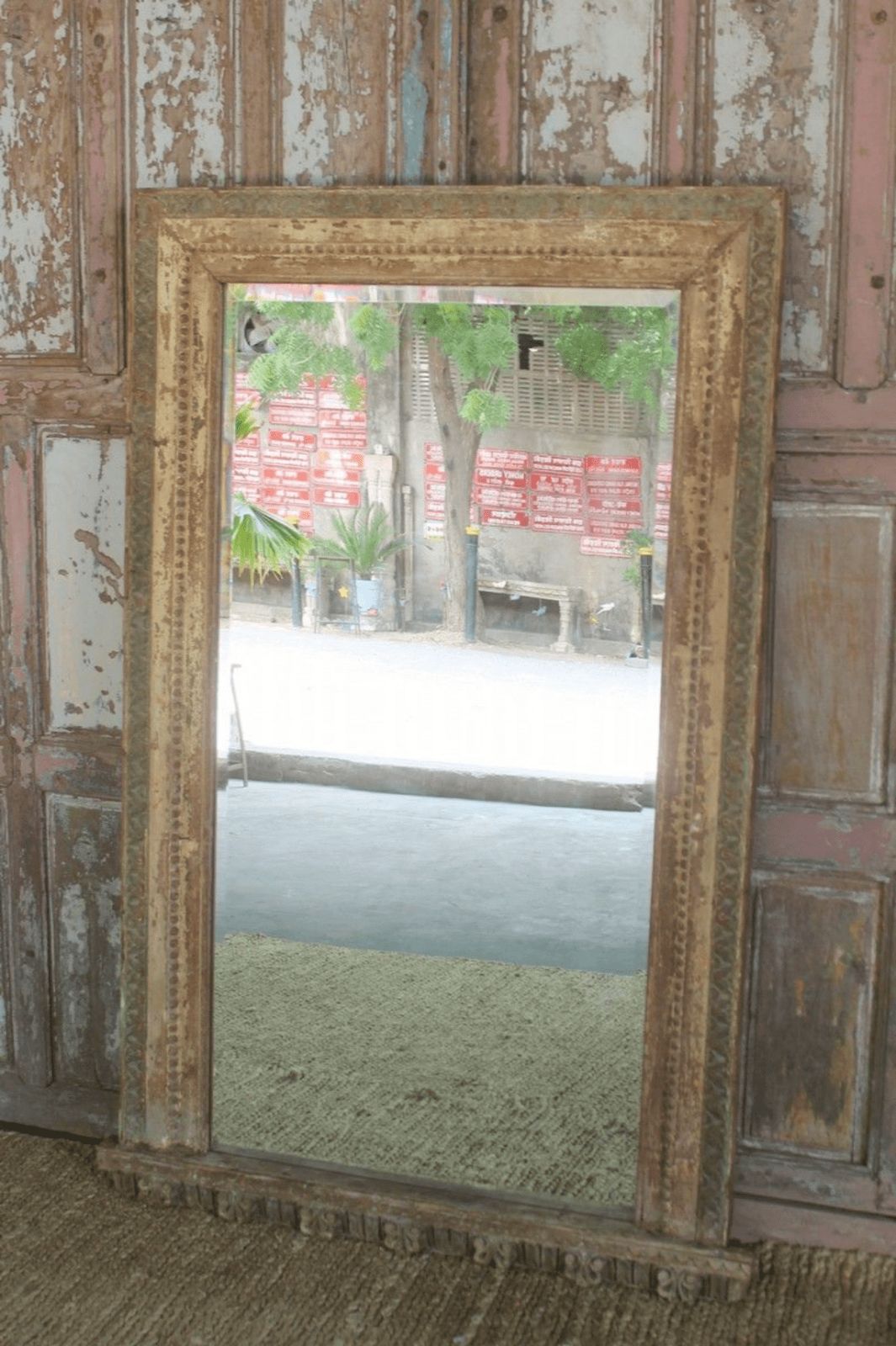 Antique Mirror With Carving Detail, Gujarat Circa 1890   1 Of A Pair Sell Separately