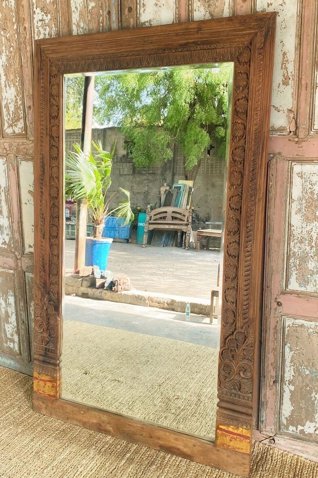 South Indian Temple Doorway With Bevelled Mirror Added, 19th Century
