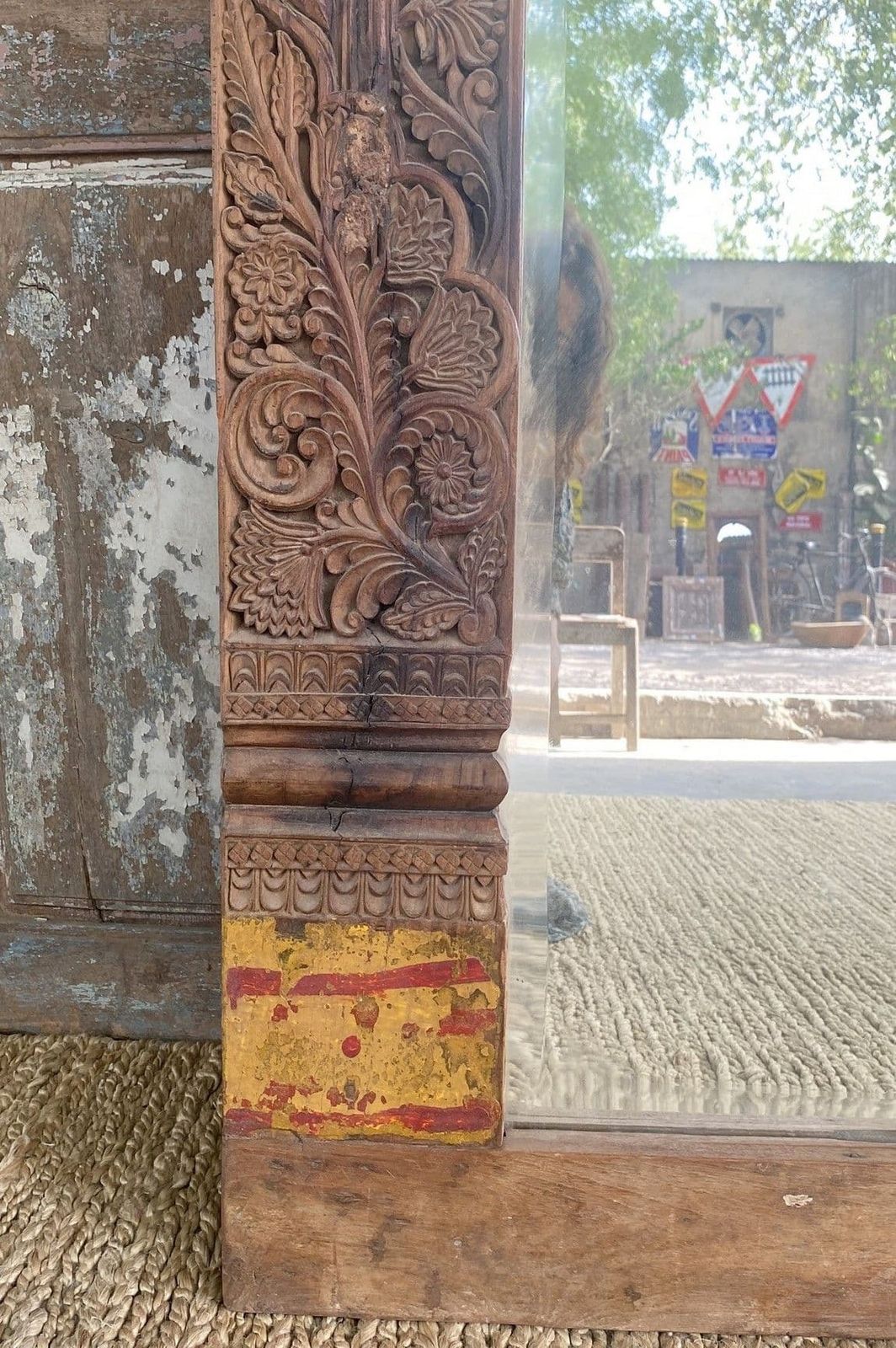 South Indian Temple Doorway With Bevelled Mirror Added, 19th Century photo Home Decor