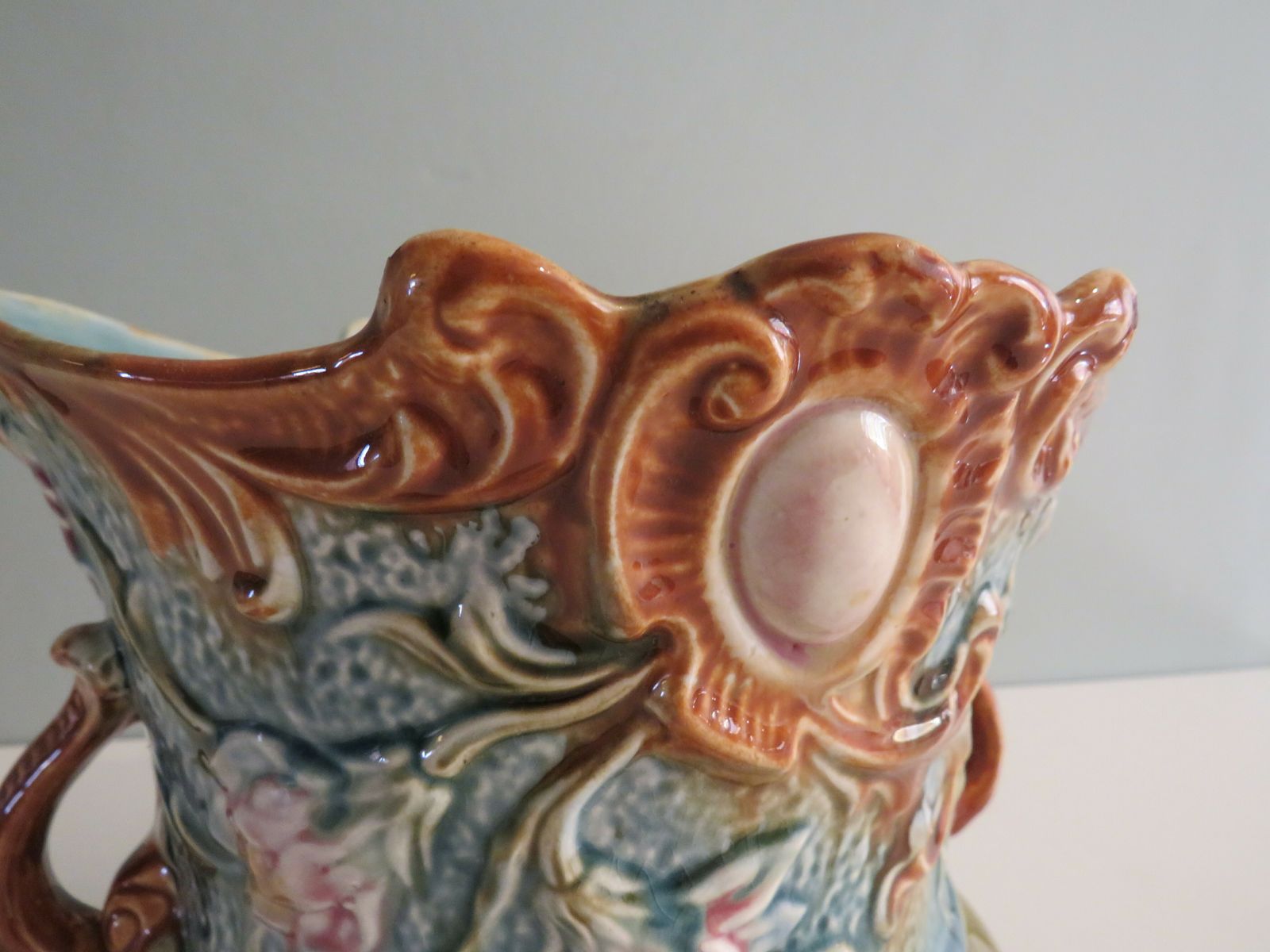 Art Nouveau Planter, Majolica, Early 20th Century, France photo 430.0