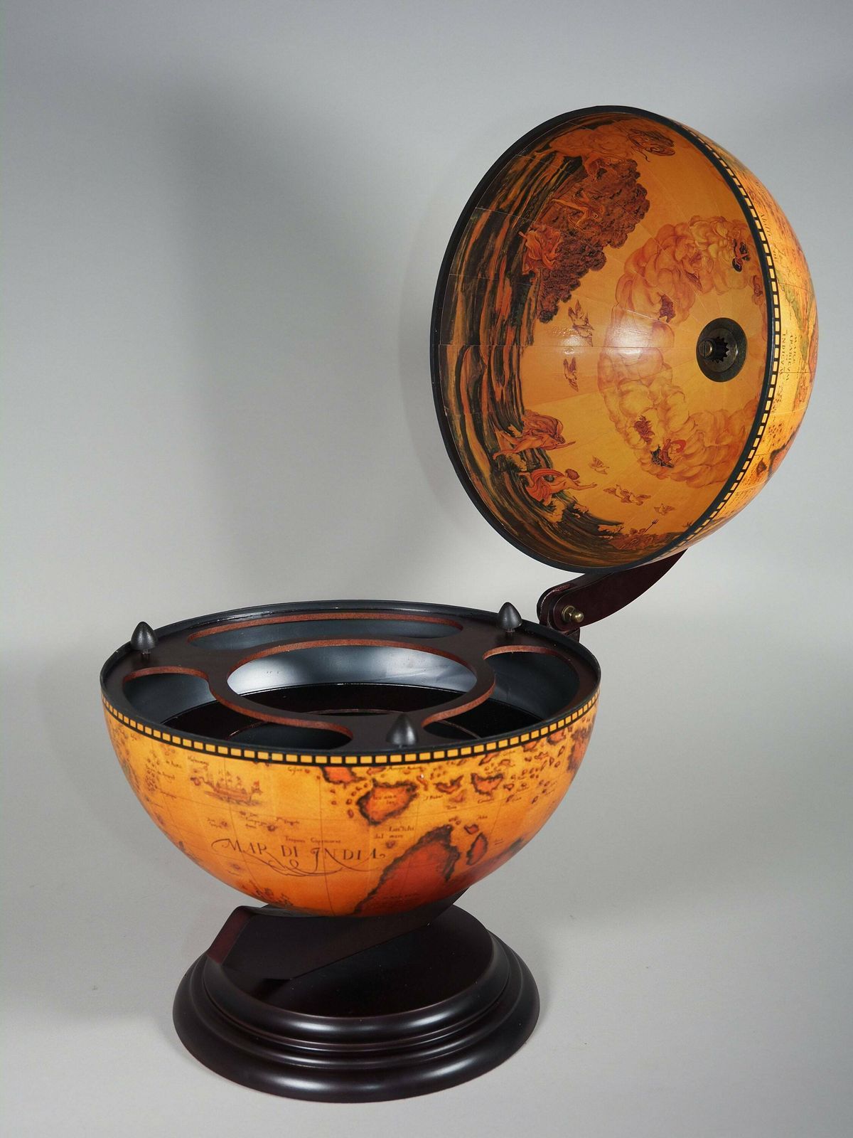 Wooden Barglobe For Drinks And Alcohols, Trolley In Shape Of Terrestrial Globe, Home Or Office Furniture photo buy