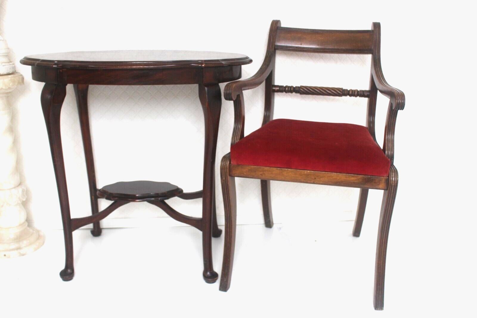 Vintage Edwardian Solid Mahogany Oval Side End Table Plant Occasional 75 X 74 Cm