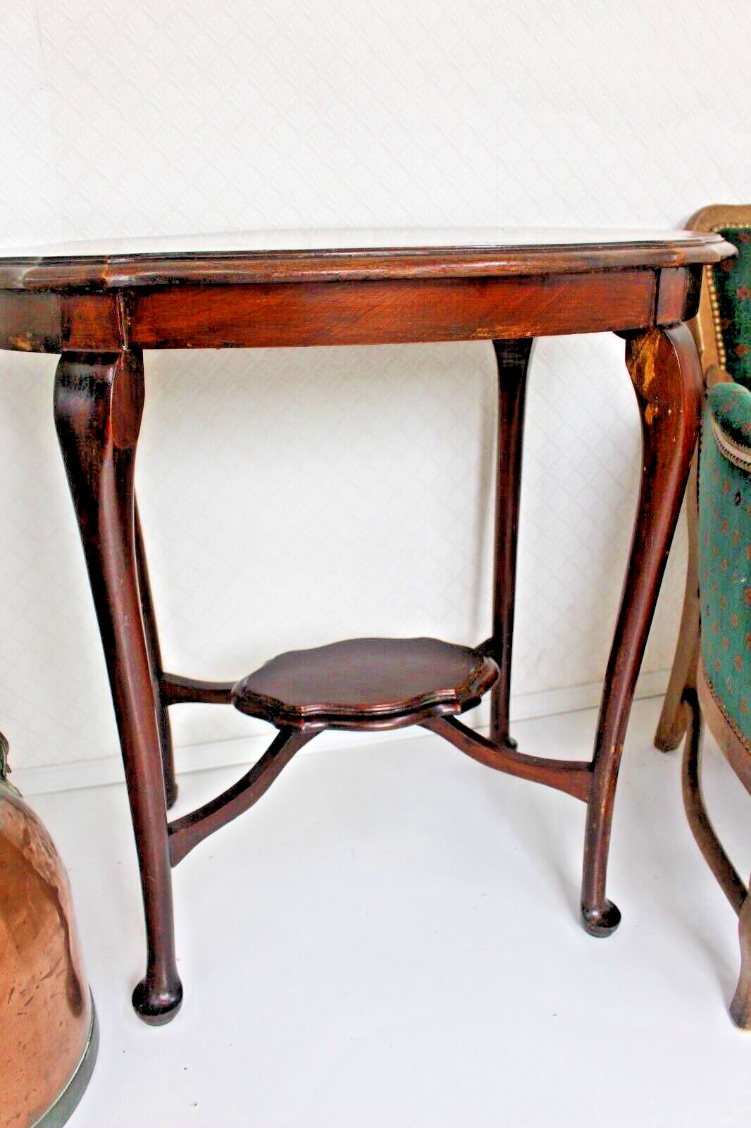 177.0 Vintage Edwardian Solid Mahogany Oval Side End Table Plant Occasional 75 X 74 Cm photo