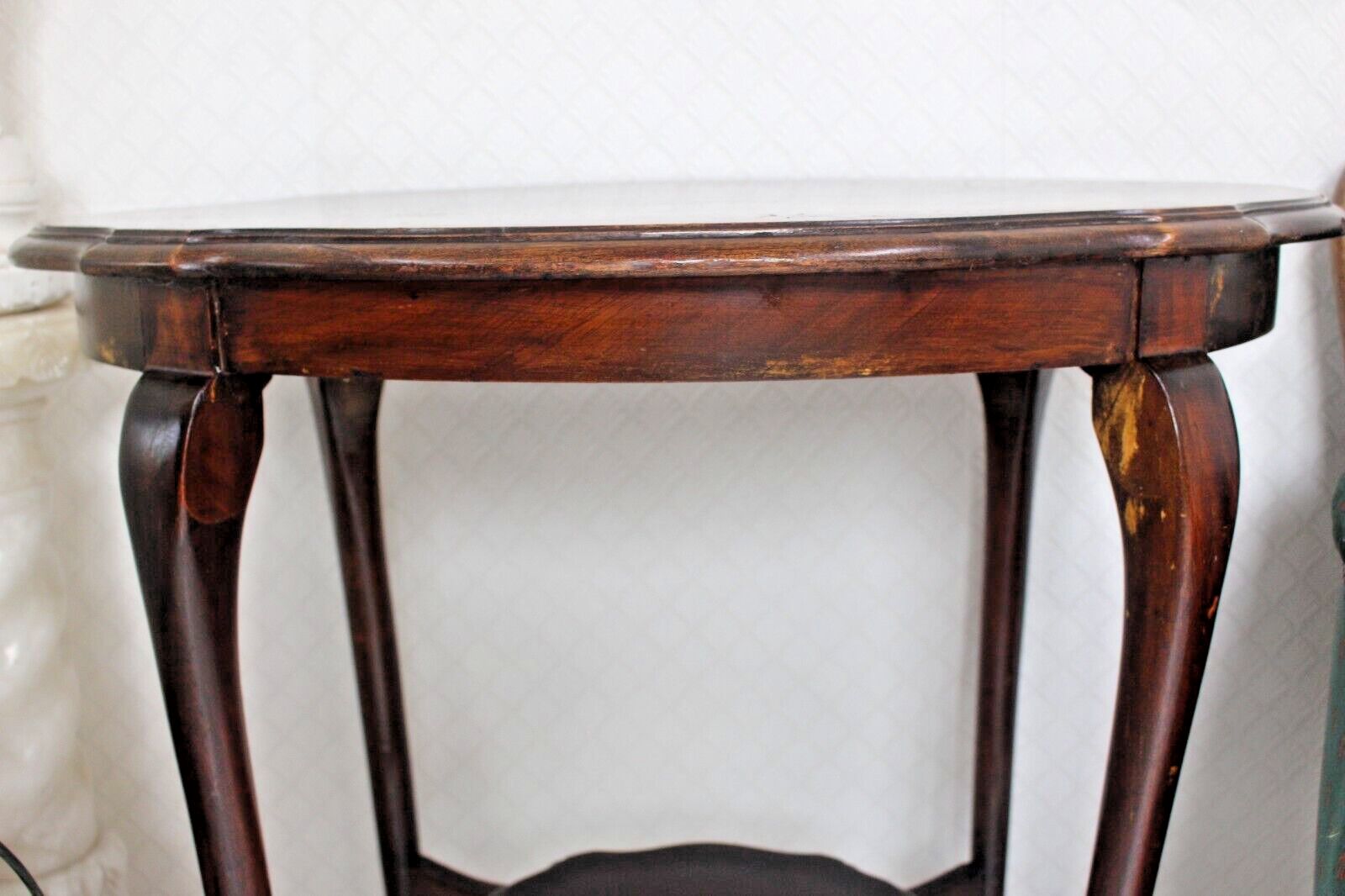 photo vinterior Vintage Edwardian Solid Mahogany Oval Side End Table Plant Occasional 75 X 74 Cm