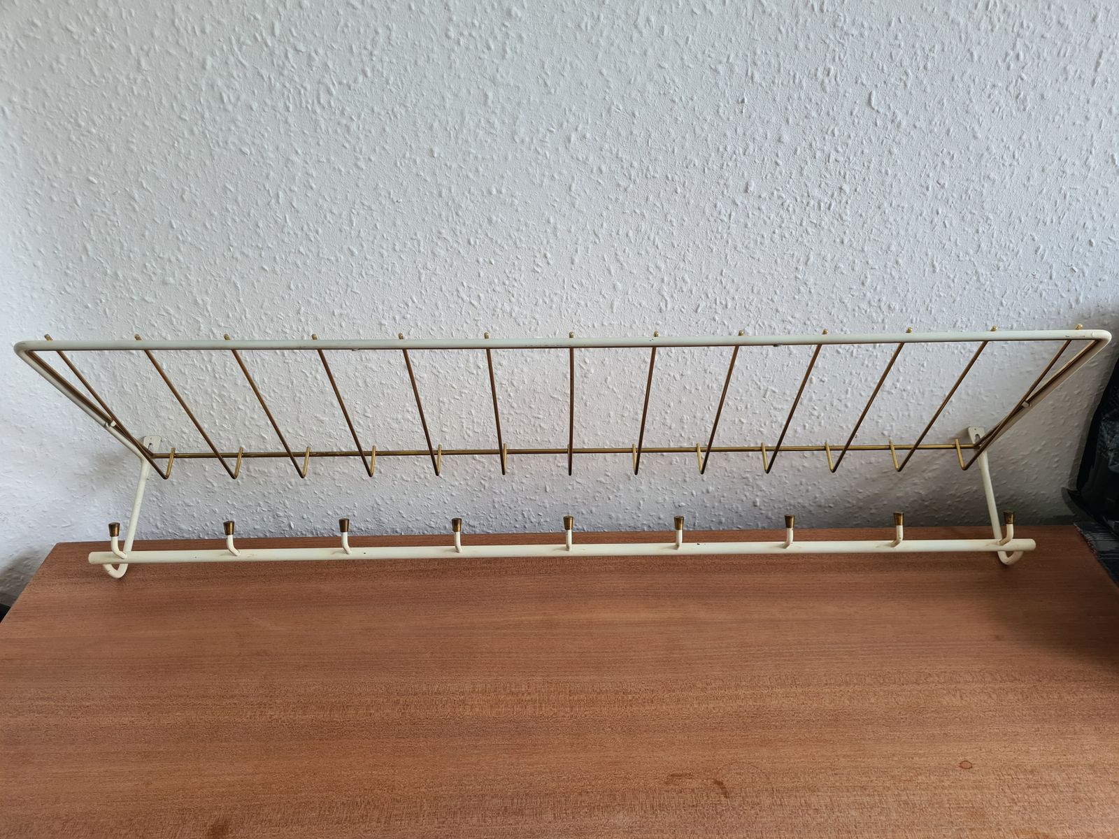 Brass And Cream Mid Century Coat And Storage Rack From Germany