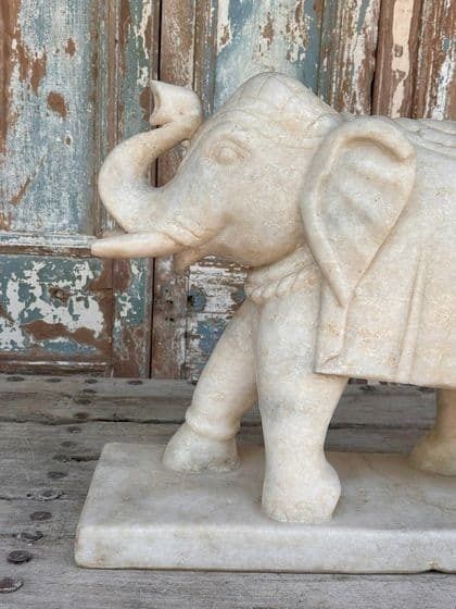 Pair Of Marble Elephants Udaipur Rajasthan Circa 1920 photo Art