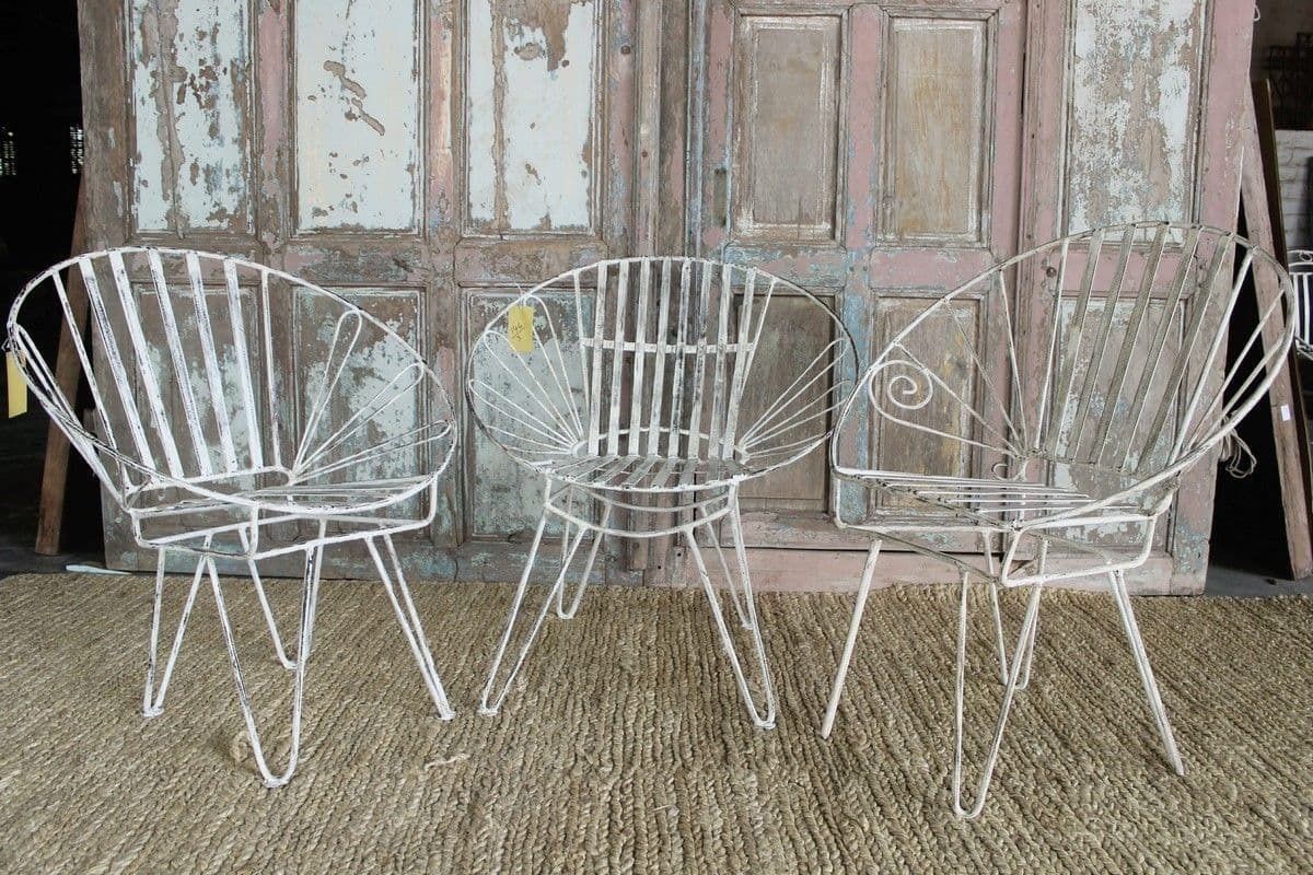 Painted Decorative Iron Chair, India   Vintage photo for sale