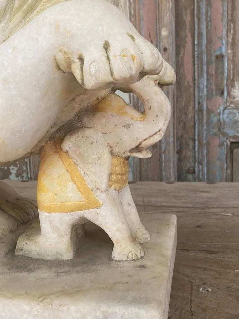 19th Century Marble Lion With Elephant From A Haveli Parapet, Udaipur photo 1795.0