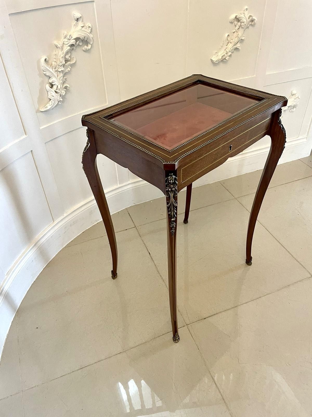 Antique 19th Century French Quality Brass Inlaid Mahogany Bijouterie Cabinet photo Furniture