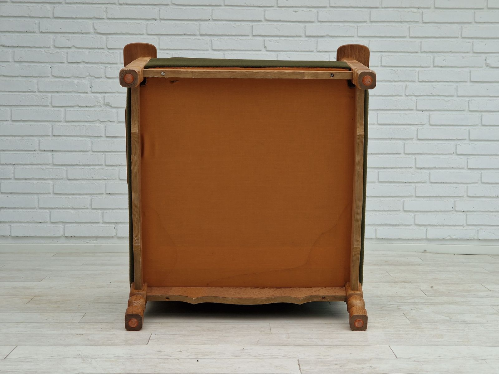 450.0 1970s, Danish Design, Lounge Chair In Green Furniture Wool, Oak Wood. photo