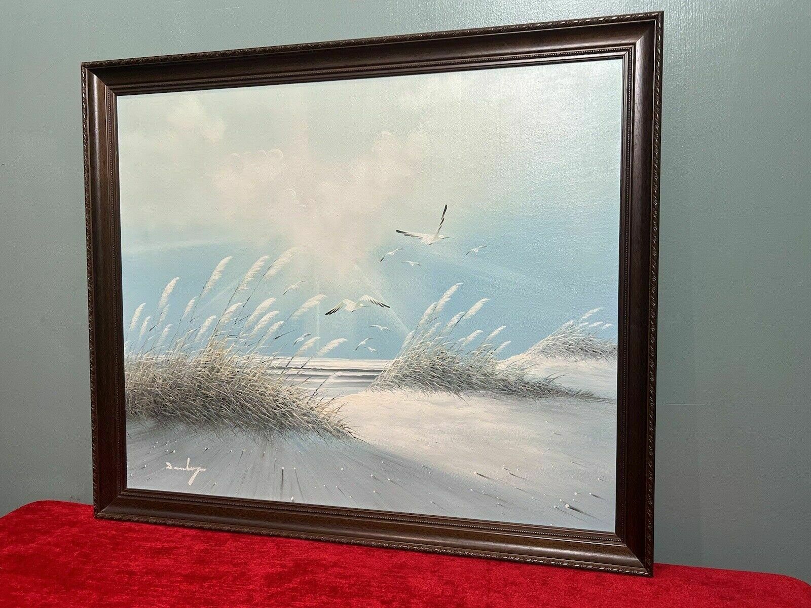 20th Century Contemporary Impressionist Winter Seascape With Seagulls Signed photo 285.0