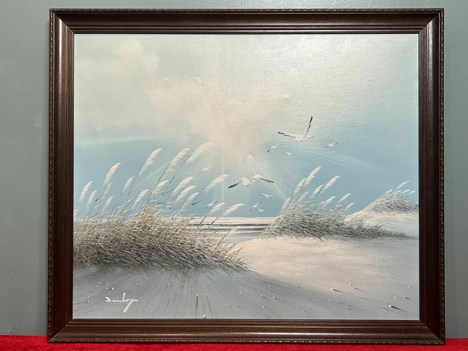 20th Century Contemporary Impressionist Winter Seascape With Seagulls Signed photo vinterior