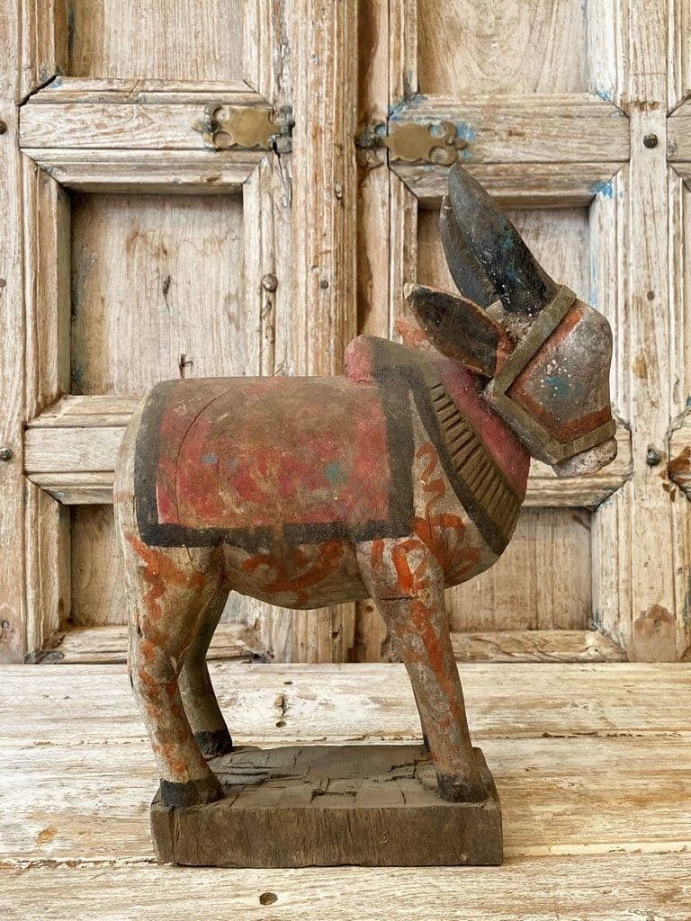 Old Tribal Painted Wooden Nandi Bull photo for sale