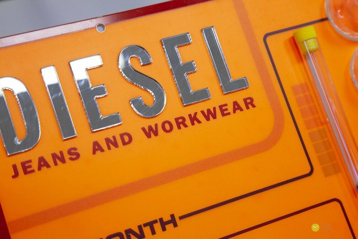Xl Diesel Dealer Display Wall Clock   Lcd Space Age Panton Modernism Pop Atomic Plastic Shop Neon Large 90s 1995 photo Home Decor