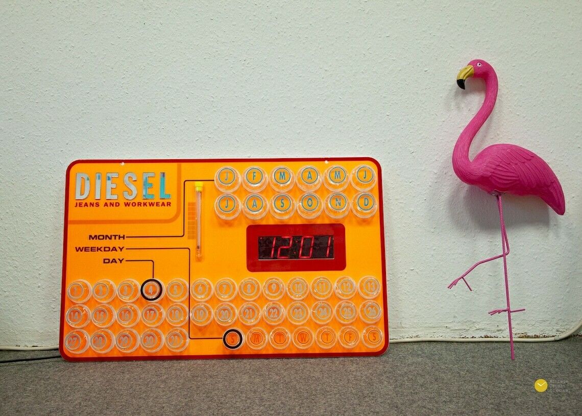 photo furniture Xl Diesel Dealer Display Wall Clock   Lcd Space Age Panton Modernism Pop Atomic Plastic Shop Neon Large 90s 1995