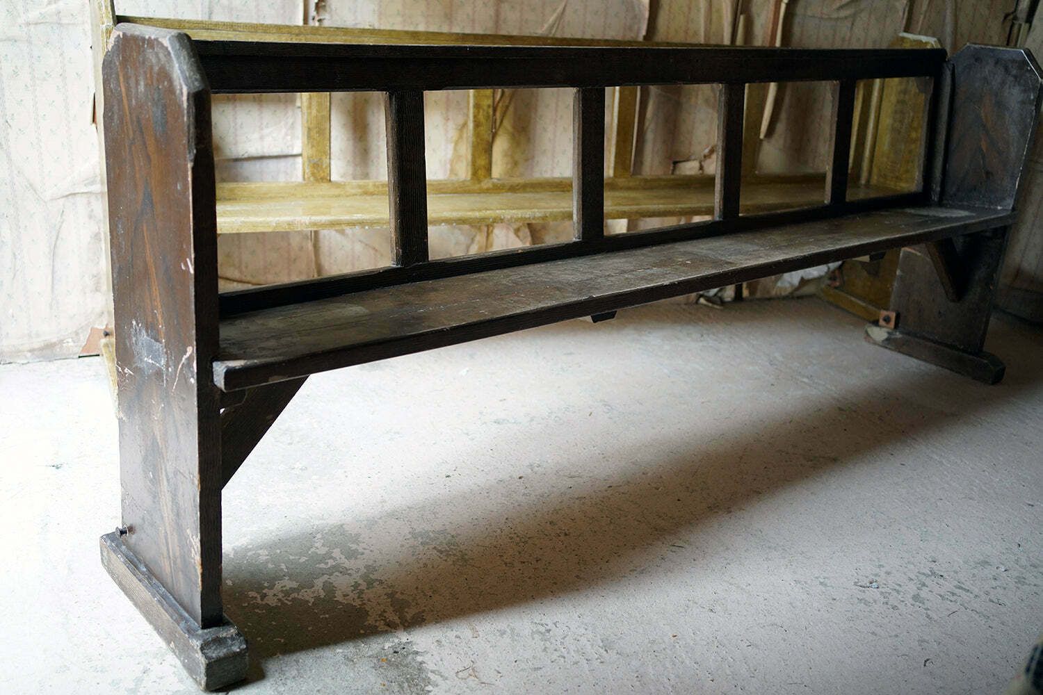 A Large Pair Of Victorian Comb Decorated Painted Pine Church Pews C.1870 photo Furniture