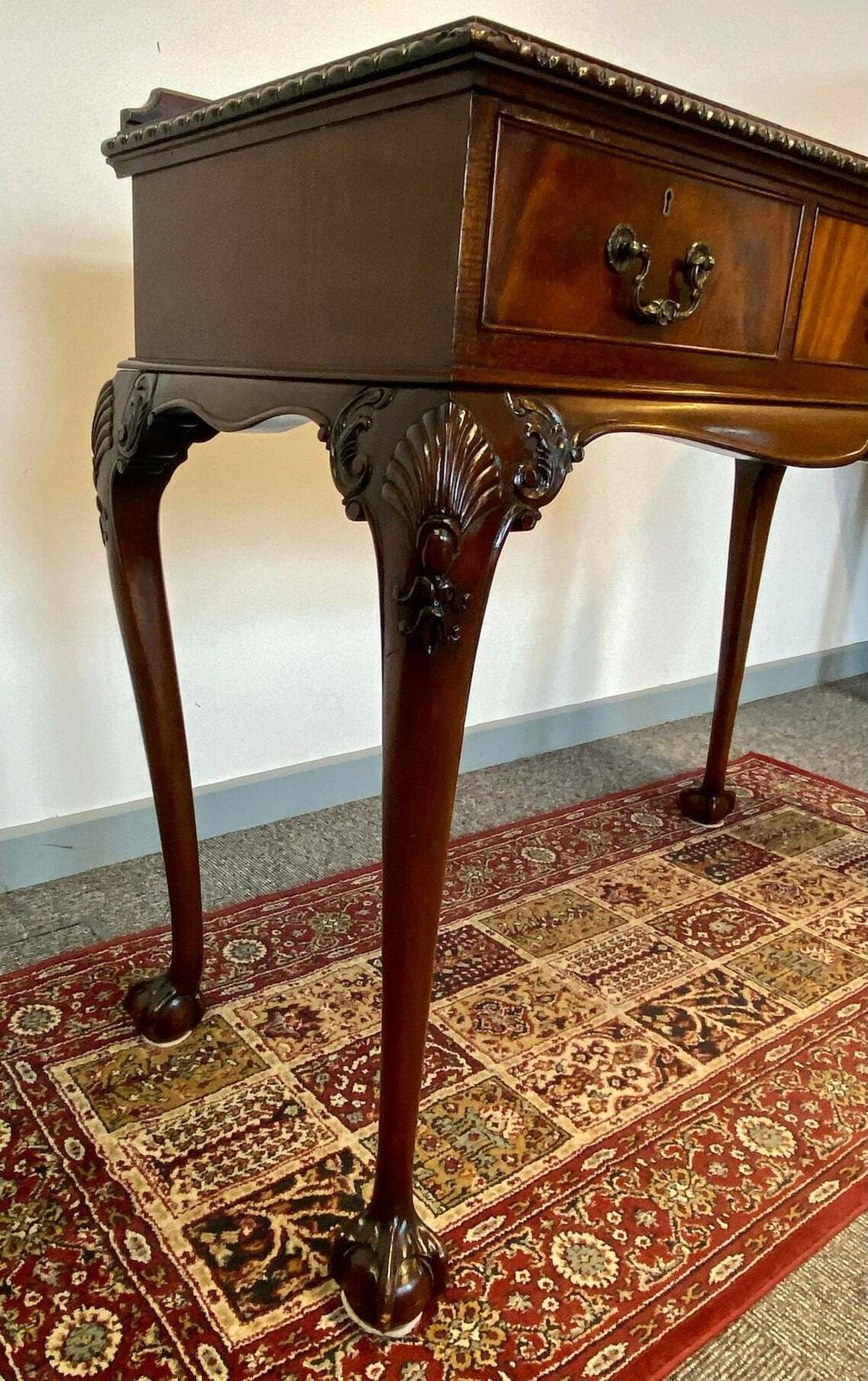 Antique Elkington & Co. / Plate Canteen With Cutlery / Set 86 Pieces / Chippendale Three Drawer Console Table / 1930s photo Furniture