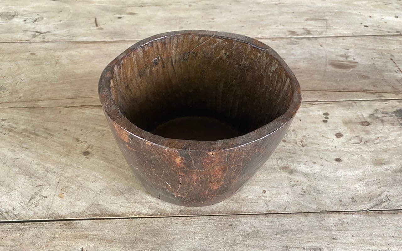 Old Tribal Teak Mortar, Rajasthan photo furniture