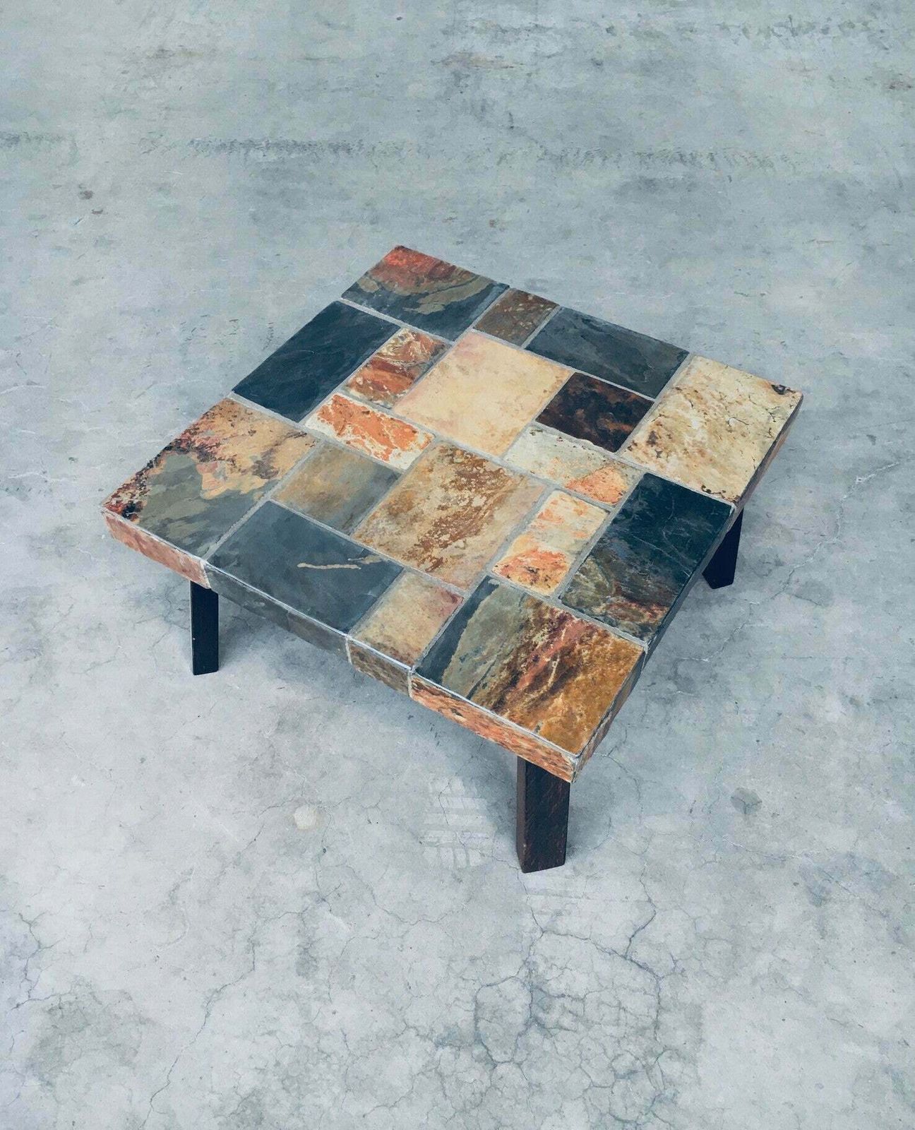 Salontafel Met Leistenen Blad In Brutalistische Stijl, Ca. Jaren 1970 photo 995.0