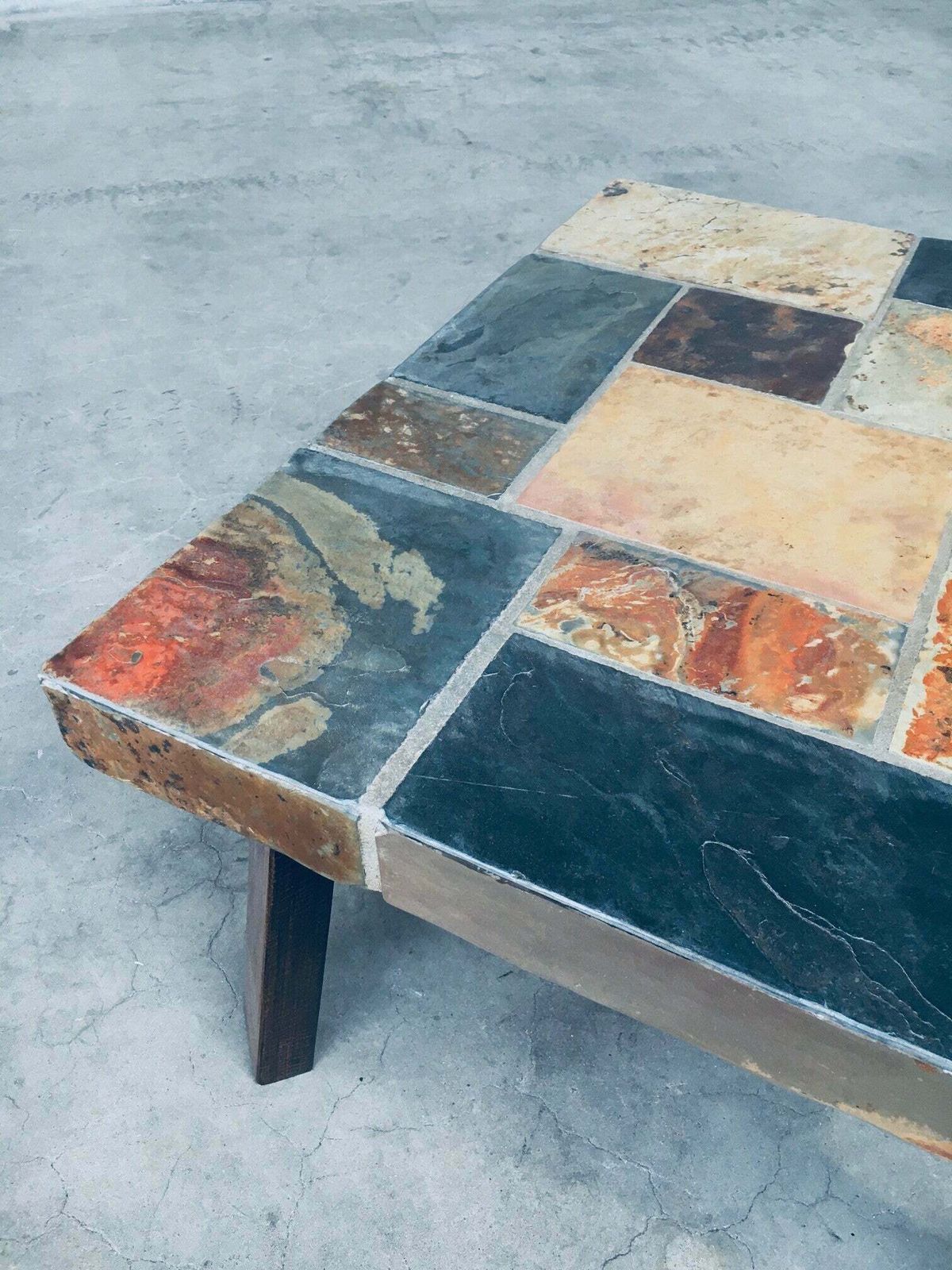 photo vinterior Salontafel Met Leistenen Blad In Brutalistische Stijl, Ca. Jaren 1970