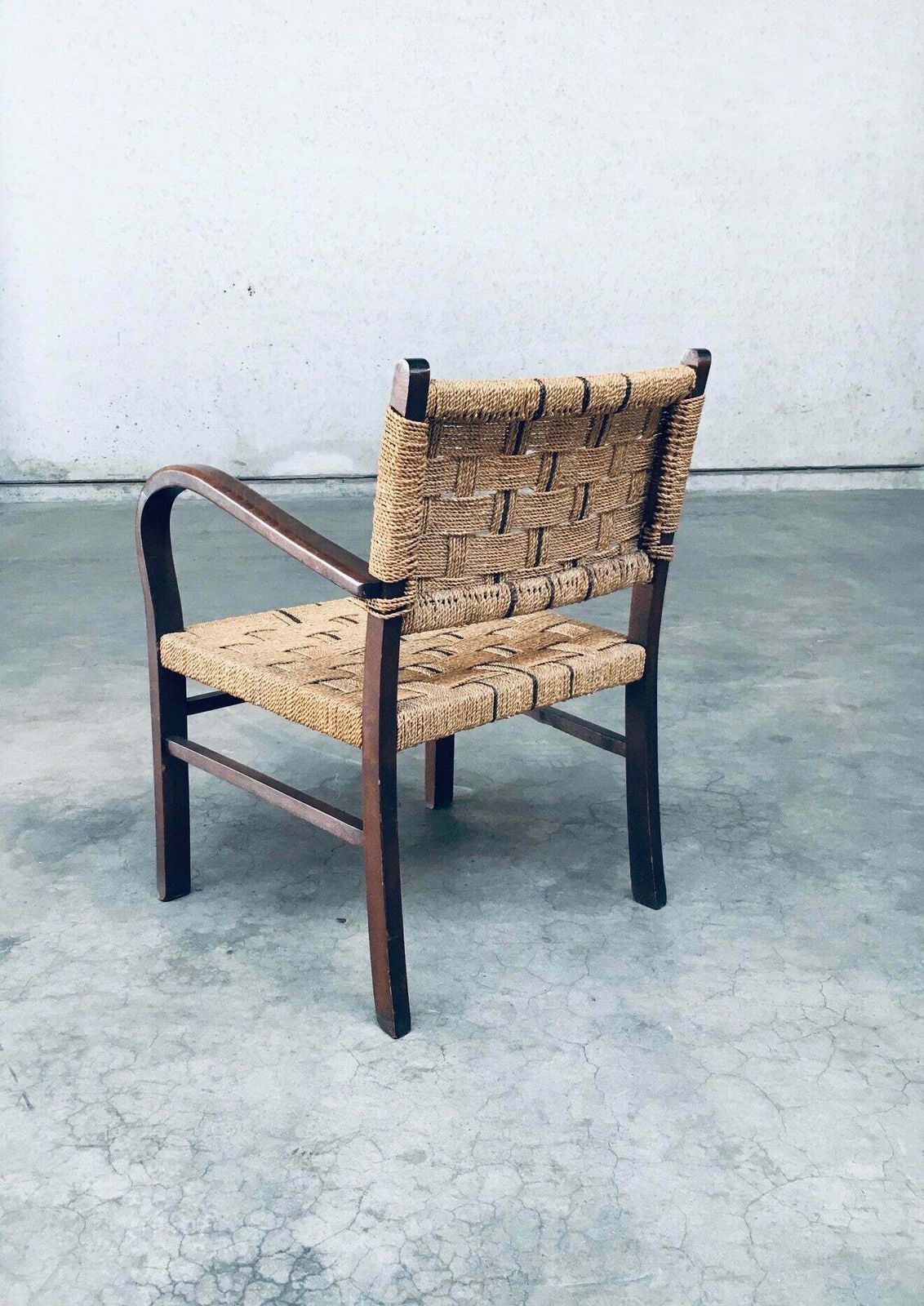 Meubels Bauhaus Stijl Fauteuil Met Touwbekleding Door Axel Larsson, Jaren 1930 photo
