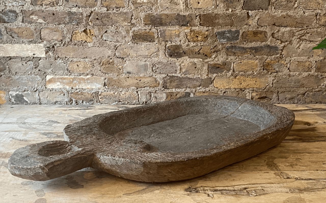 Old Tribal Teak Wood Platter, Thar Desert Rajasthan photo for sale