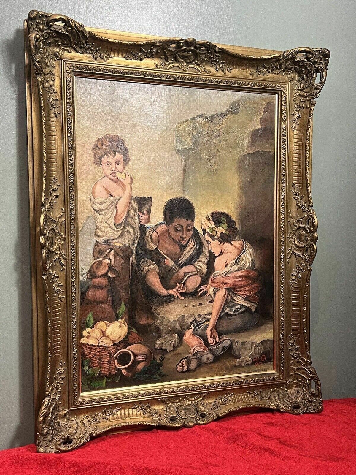 Spanish School Oil Painting After Bartolome Murillo's 'Young Boys Playing Dice' photo 1550.0