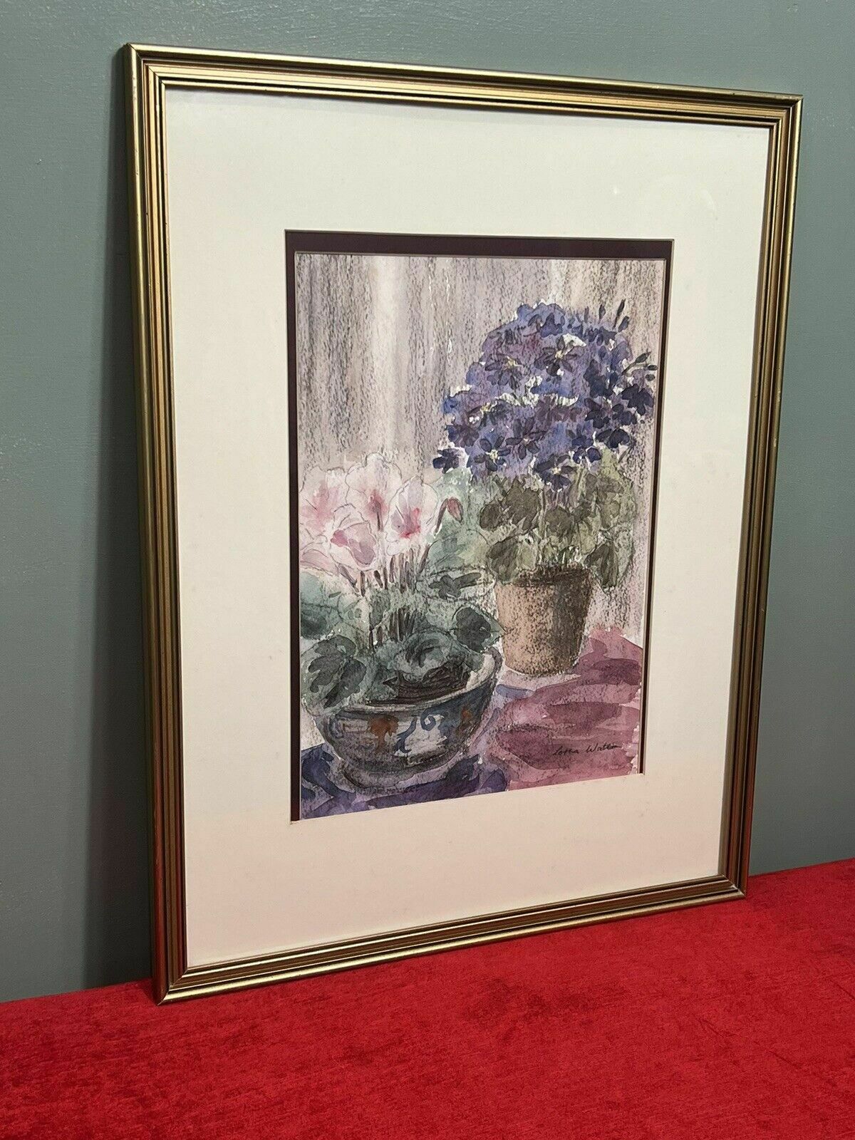 20th Century Botanical Stil Life Watercolour Painting By Artist Lorna Watson photo 375.0