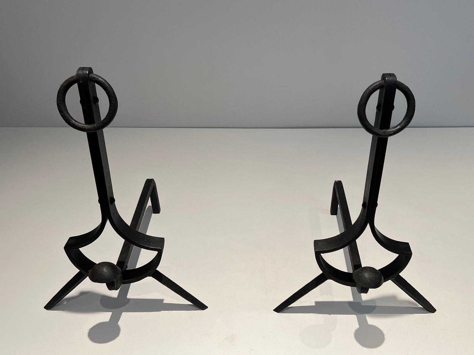 Pair Of Modernist Wrought Iron Andirons photo furniture