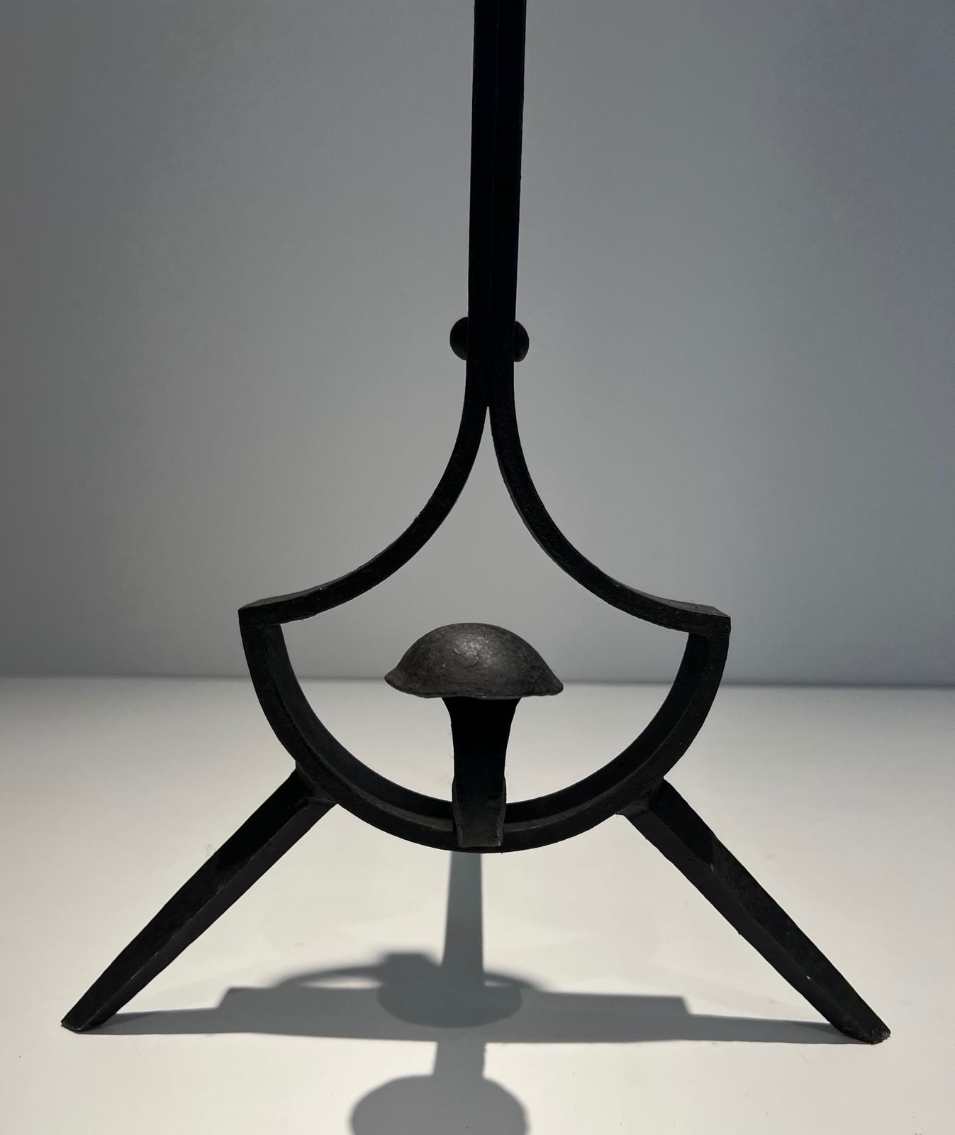 photo for sale Pair Of Modernist Wrought Iron Andirons