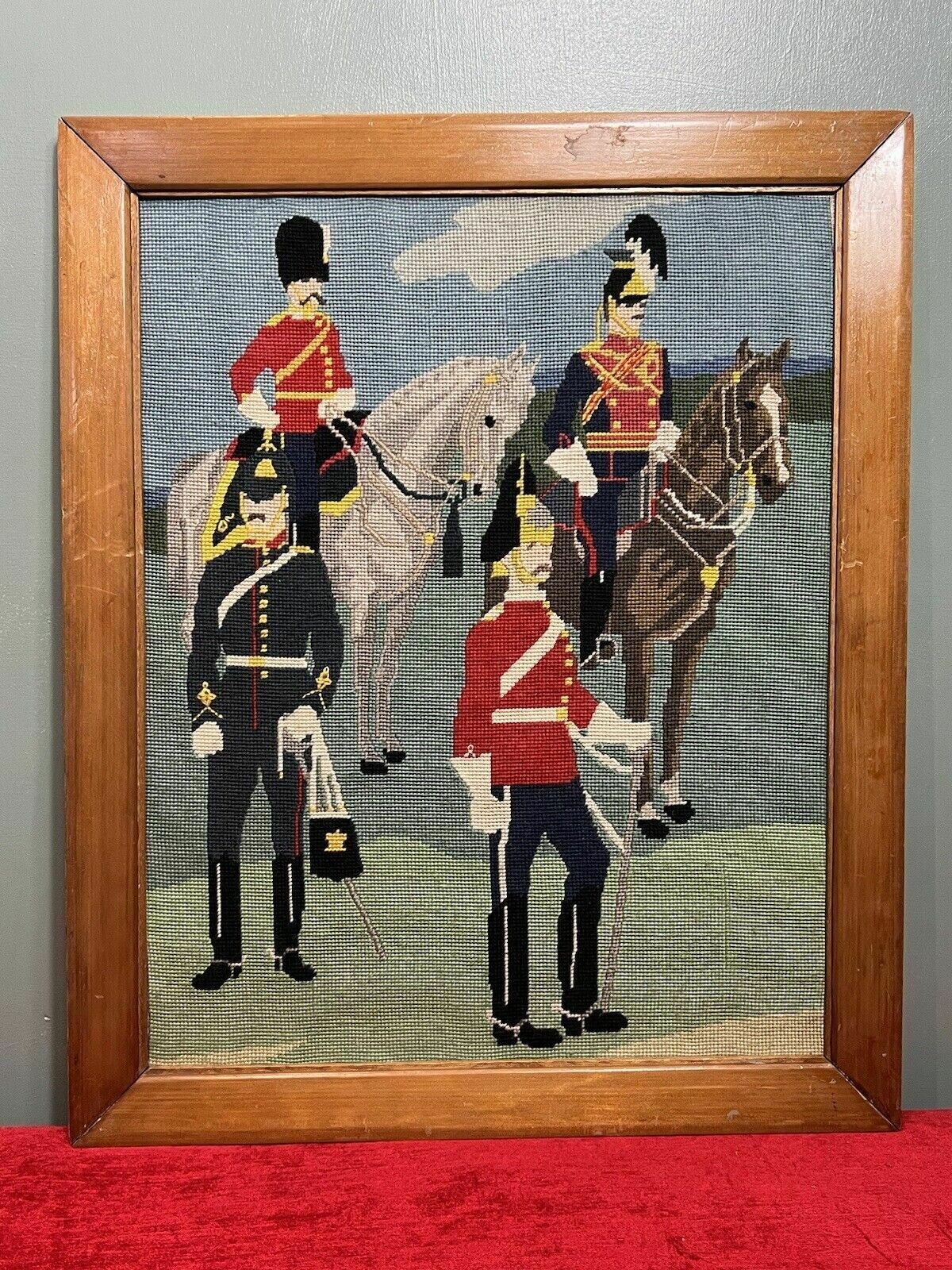 Historic British Royal Household Cavalry Guards Tapestry Showpiece photo Art