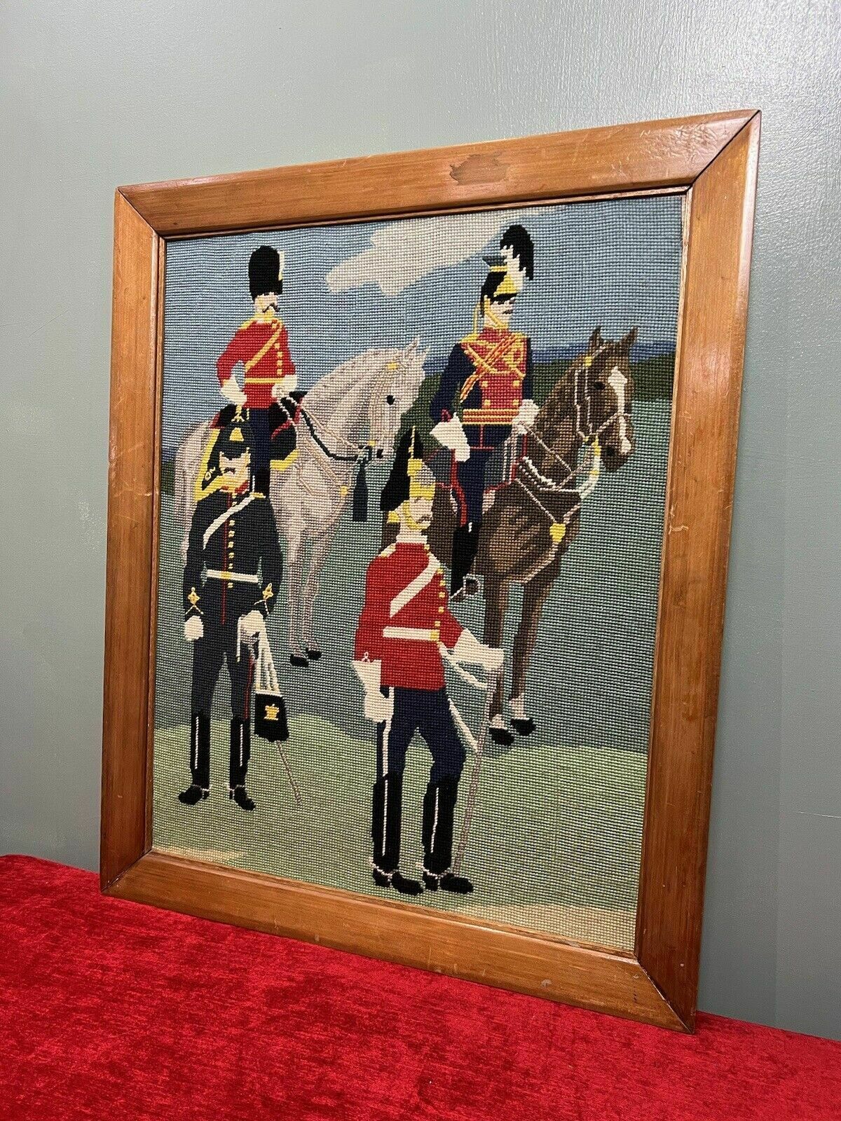 Historic British Royal Household Cavalry Guards Tapestry Showpiece photo 245.0