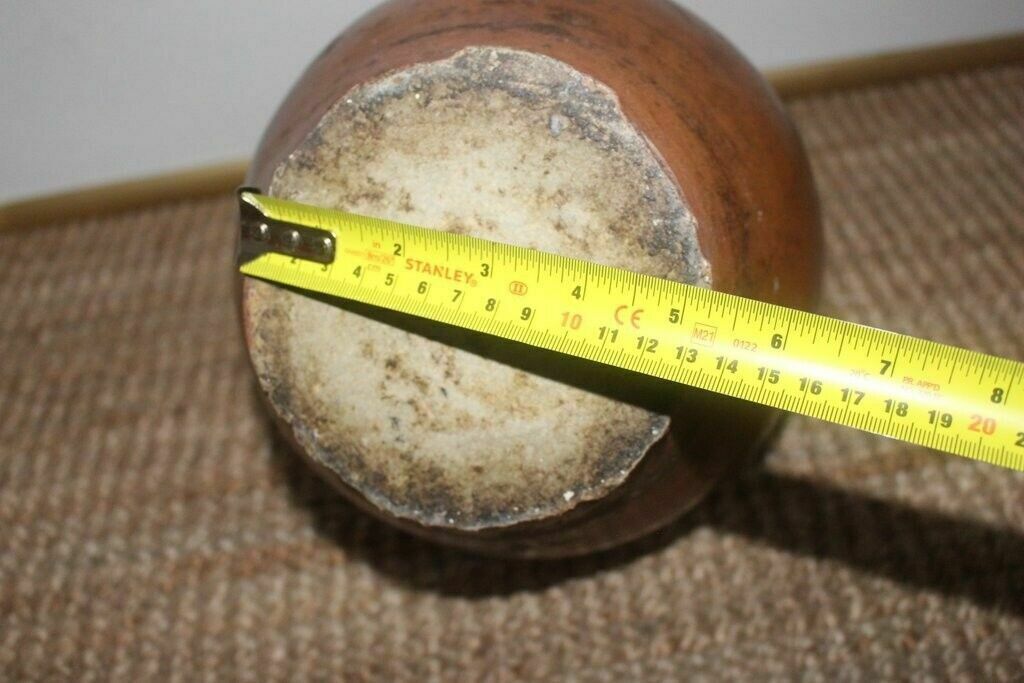 Home Decor 19thc Antique French Hand Turned Clay Stoneware 2 Handle Oil Pot photo