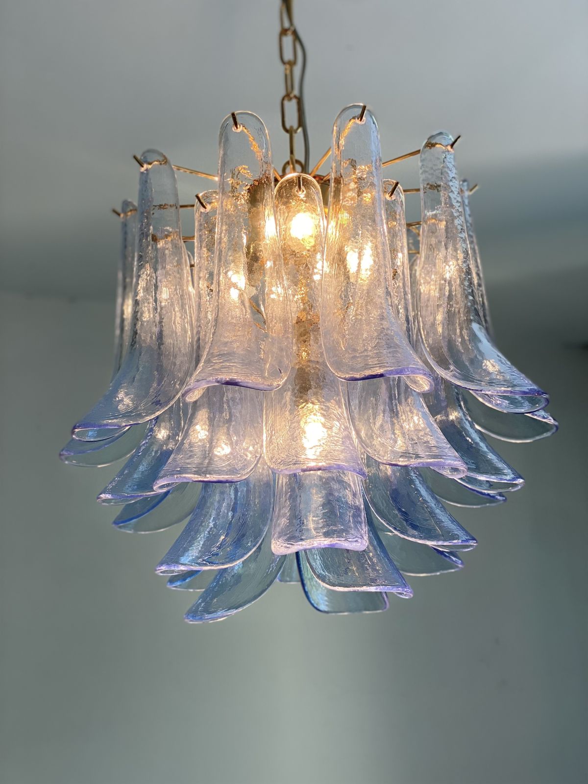 Contemporary Blue “Selle” Murano Glass Chandelier photo vintage