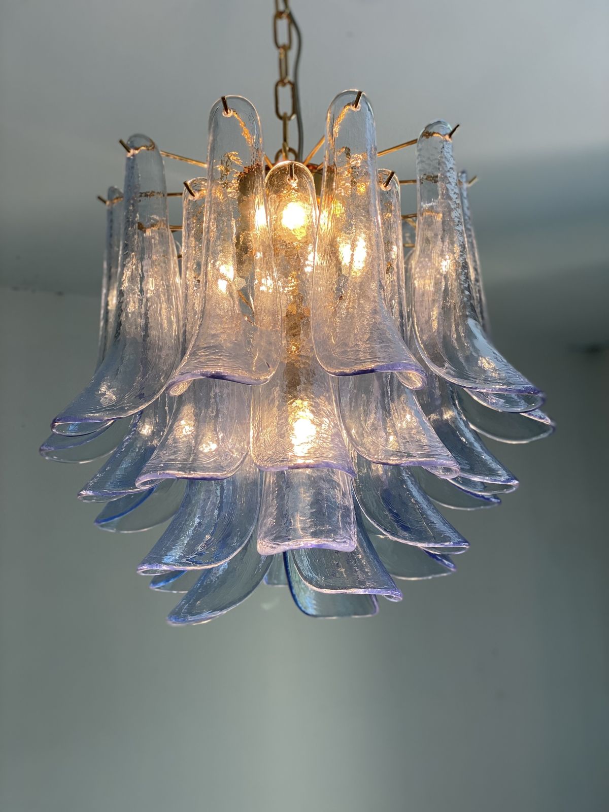 photo for sale Contemporary Blue “Selle” Murano Glass Chandelier