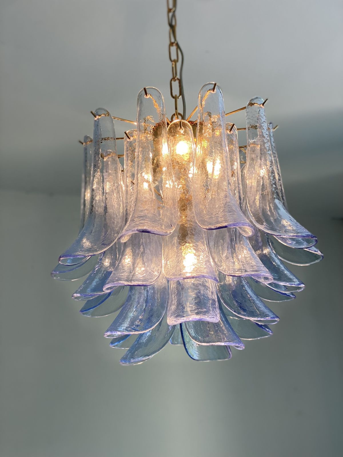 Contemporary Blue “Selle” Murano Glass Chandelier