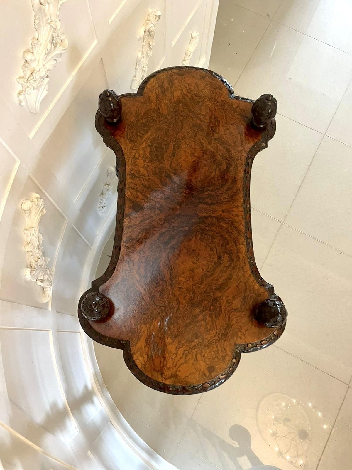 Rare Irish Antique 19th Century Exhibition Quality Freestanding Burr Walnut Carved Whatnot photo vinterior