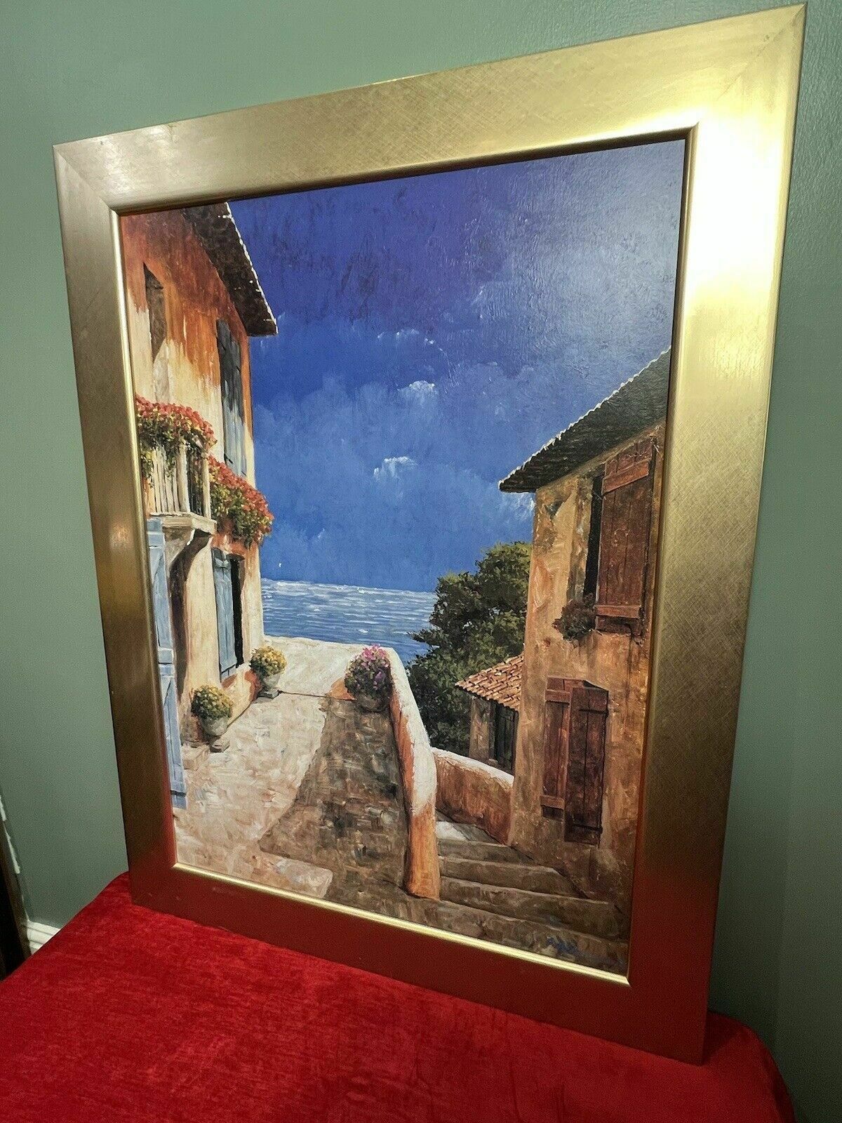 Giles Archambault 'Villa By The Sea' Large Acrylic Painting On Board photo 695.0