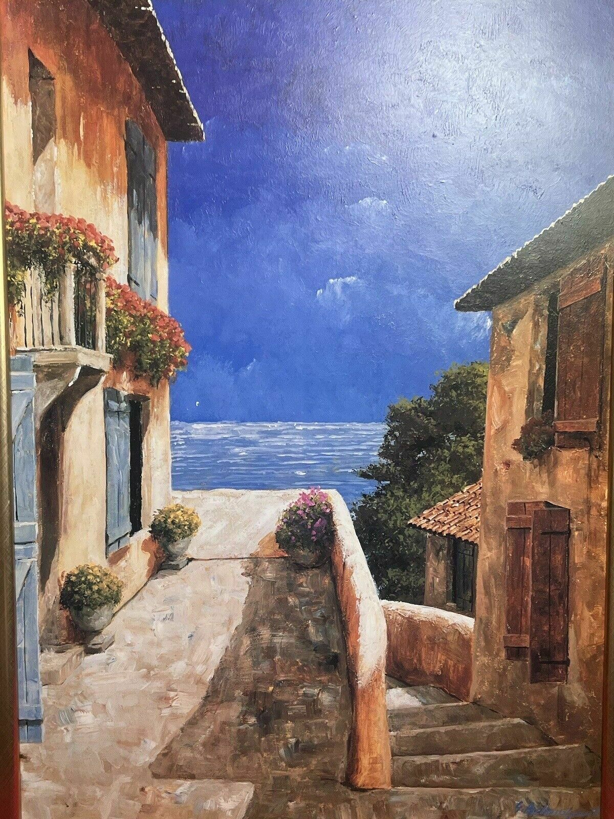 Giles Archambault 'Villa By The Sea' Large Acrylic Painting On Board photo buy