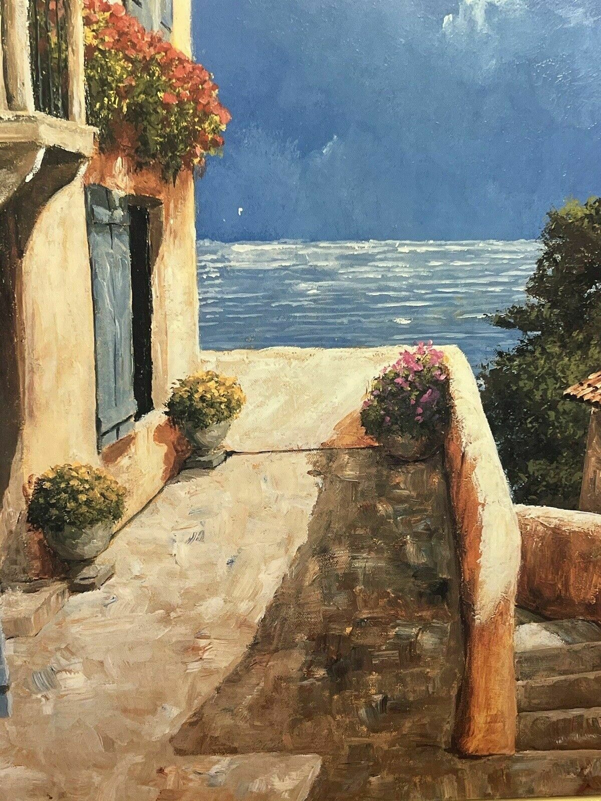 photo for sale Giles Archambault 'Villa By The Sea' Large Acrylic Painting On Board