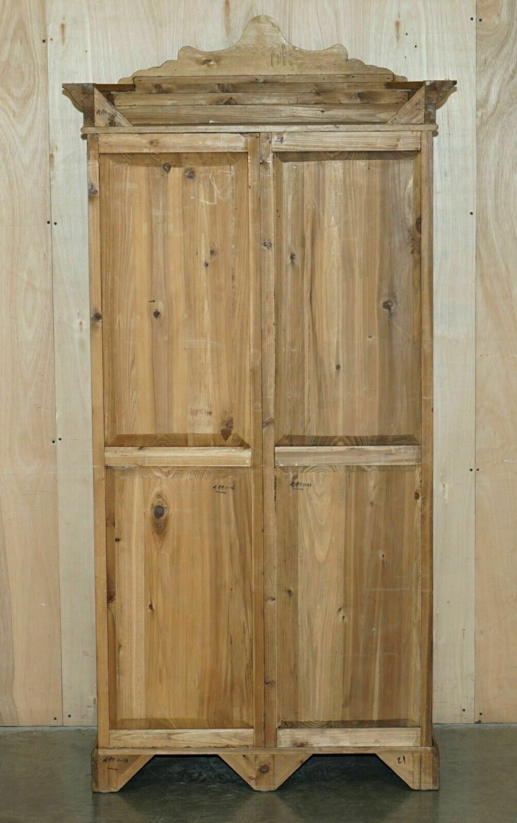 Furniture Exquisite Vintage Hand Carved Art Nouveau Pine Wardrobe Nude Nymphs Inside photo