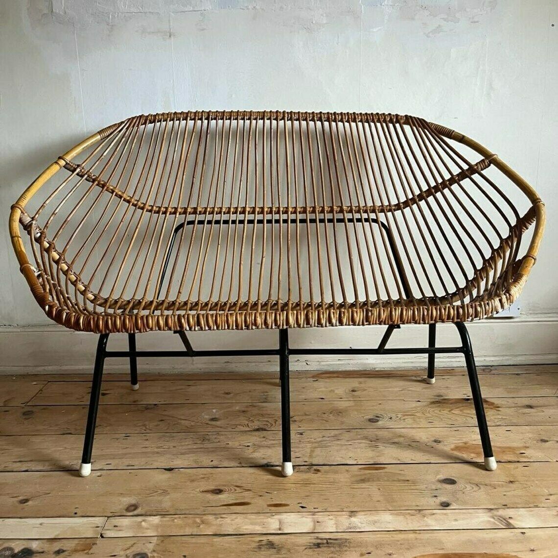 Vintage Bamboo 2 Seater Seat/ Love Seat /Settle