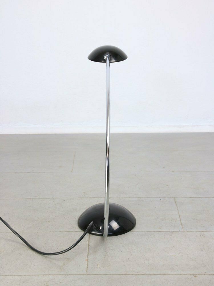 Vintage Arc Table Lamp In Black And Chrome From Meblo, 1980s photo Lighting